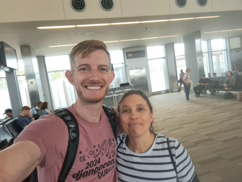 A selfie I took of Natalia and I while we were waiting to board our flights home.