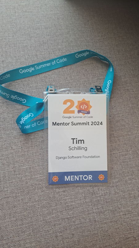 My badge from Google Summer of Code Mentor Summit in Sunnyvale, CA.