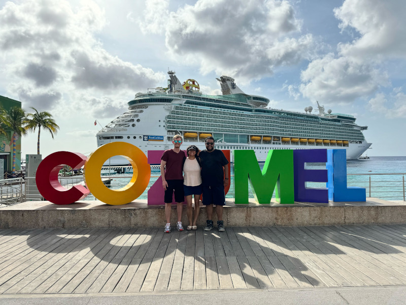 Myself with my coworker, Nishant and his wife on a work cruise that stopped in Cozumel, Mexico.