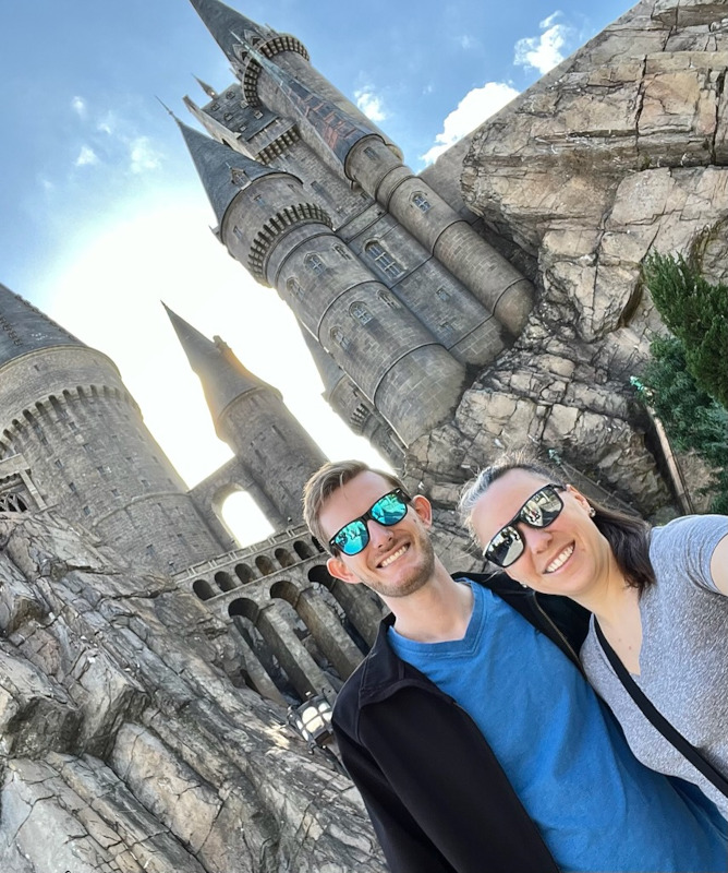 Me and Emily in front of Hogwarts in Orlando, FL.