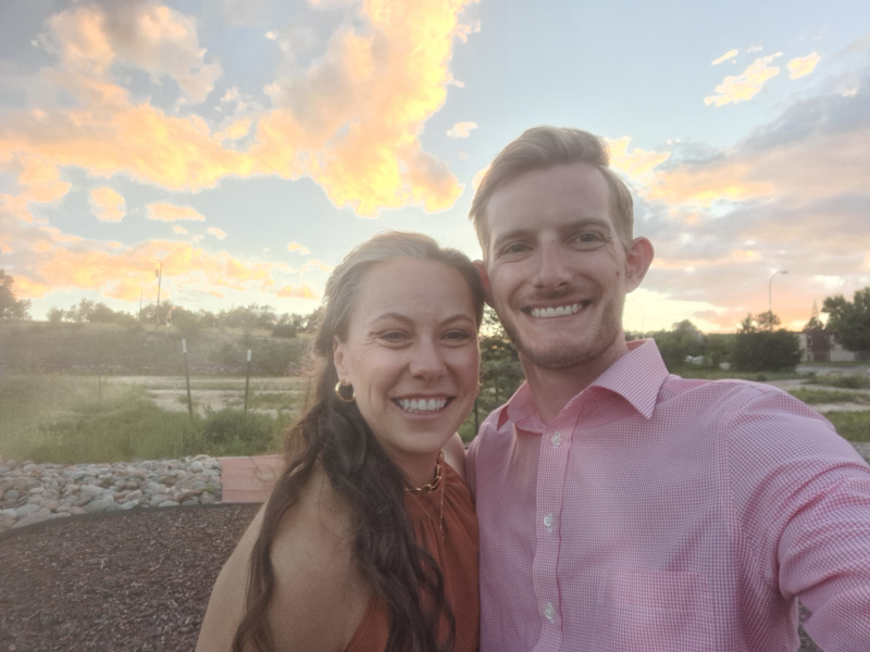 Emily and I taking a photo during a wedding in Colorado Springs.